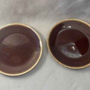 Vintage Brown Drip Dinner Plates USA Mid Century McCoy Style Stonewear 10"
